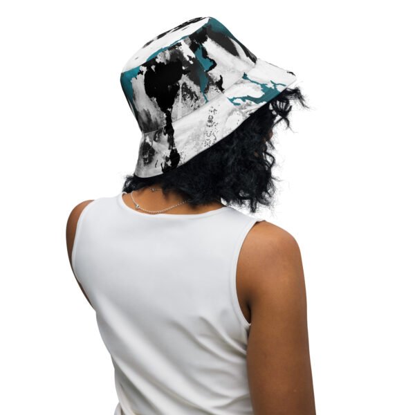 Black rim/ Blue Manic Moos Reversible bucket hat - Image 7
