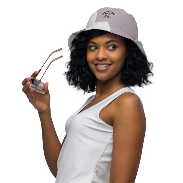 White rim/ Pink Manic Moos Reversible bucket hat