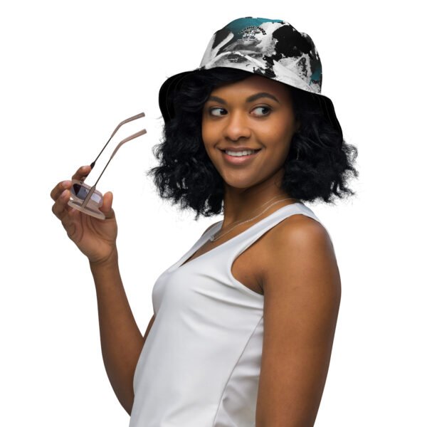Black rim/ Blue Manic Moos Reversible bucket hat - Image 11