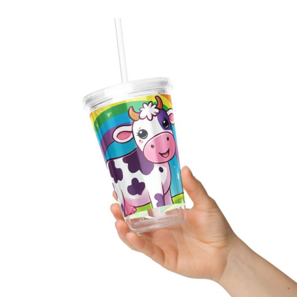Rainbow Cow Clear plastic tumbler