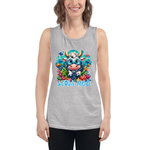 Scuba Moo Ladies’ Muscle Tank - Image 6