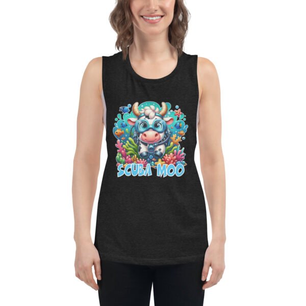 Scuba Moo Ladies’ Muscle Tank - Image 2