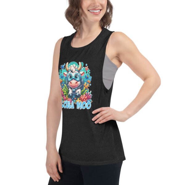 Scuba Moo Ladies’ Muscle Tank - Image 3